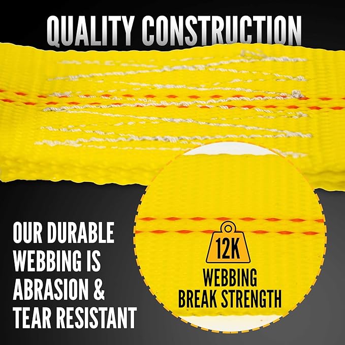 2'' x 30' Ratchet Tie-Down with Chain Extension & 5/16" Eye Grab Hook – Heavy-Duty Cargo Securement