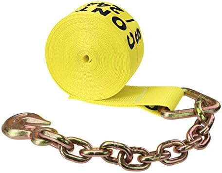 2'' x 30' Ratchet Tie-Down with Chain Extension & 5/16" Eye Grab Hook – Heavy-Duty Cargo Securement