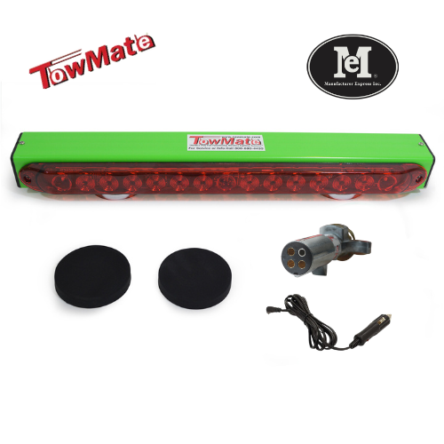 TowMate 22" Wireless LED Tow Light Bar - Lime Green, Magnetic Mount, Battery-Powered, 10+ Hours of Charge | 4-Pin Round Transmitter | Includes Charging Cord | TM22G-4R | 4 Pin Round Transmitter