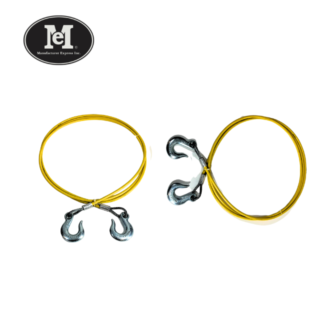 1/4''-5/16'' Yellow PVC SAFETY CABLE 12' with Two 1/4" Safety Hooks 27005