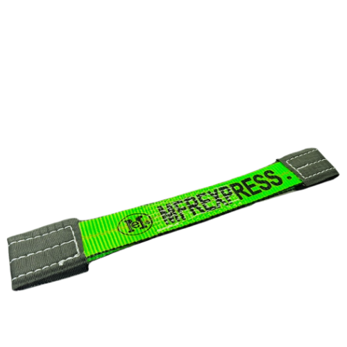 ME 2" x 18" Replacement Dog Bone Strap with Sewn Eye - Lime Green for Rollback Tie Downs Flatbed Tow Truck