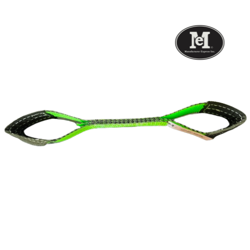 ME 2" x 18" Replacement Dog Bone Strap with Sewn Eye - Lime Green for Rollback Tie Downs Flatbed Tow Truck