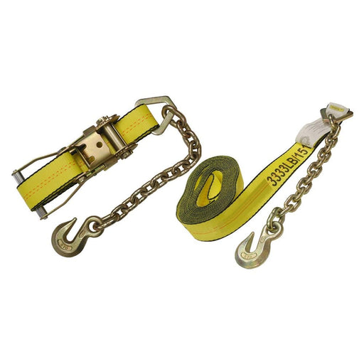 2" Ratchet Tie Down Strap w/ Chain Extension - Manufacturer Express