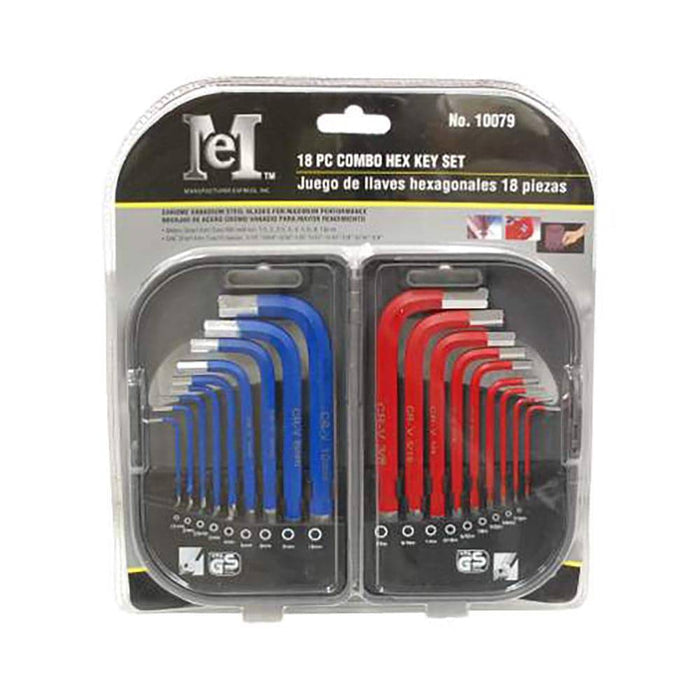 Long Arm Combo Hex Key Set 18 PCs - Manufacturer Express